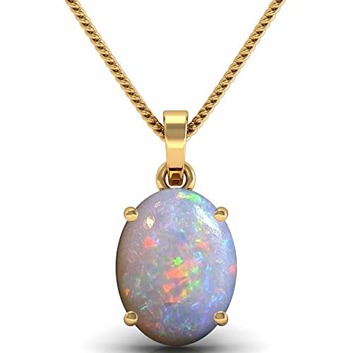 Parineeta Gems Medallón con colgante de oro de ópalo natural de calidad AA++ con certificación Ratti de 11.25 pulgadas (ópalo australiano) con piedra astrológica certificada de corte brillante,