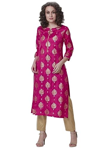 Image of BIBA Women Viscose Straight Fit Straight Printed Kurta