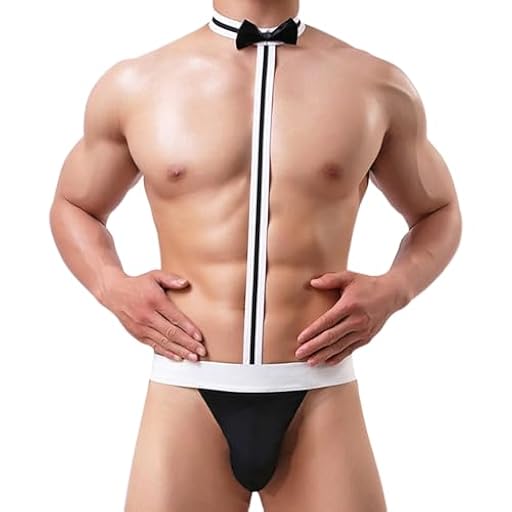 ROSVAJFY Tanga sexy para hombre con pajarita para cosplay, camarero, tanga borat, ropa interior sexy para hombre, juego de rol, calzoncillos tipo mankini | Ya disponible en tu tienda friki favorita! En mundofriki.es!