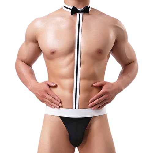 ROSVAJFY Tanga sexy para hombre con pajarita para cosplay,