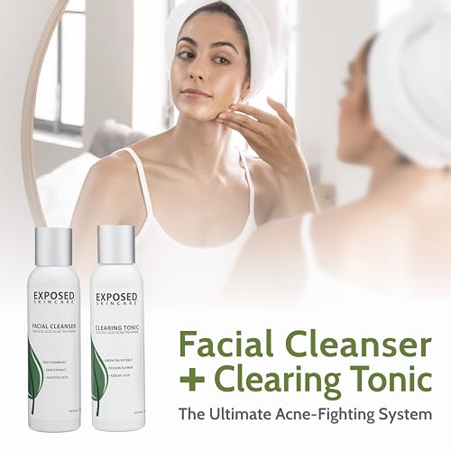 Exposed Skin Care Acne Treatment Kit - Includes Facial Cleanser, Clearing Tonic, Acne Treatment Serum, Clear Pore Serum, Clarifying Mask, Cloth - Natural Acne Solution for Face, All Ages & Skin Types 3 Exposed Skin Care Acne Treatment Kit - Includes Facial Cleanser, Clearing Tonic, Acne Treatment Serum, Clear Pore Serum, Clarifying Mask, Cloth - Natural Acne Solution for Face, All Ages & Skin Types