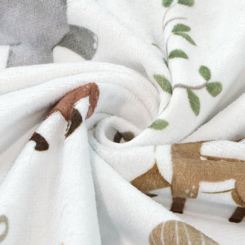 Image of BOPRIO Baby Blankets for Unisex Boys Girls, Super Soft Nursery Minky Blankets with Woodland Animal Design and Dotted Fleece Backing, Printed Bed Throws Newborn Toddler Gift 30 x 40 Inch