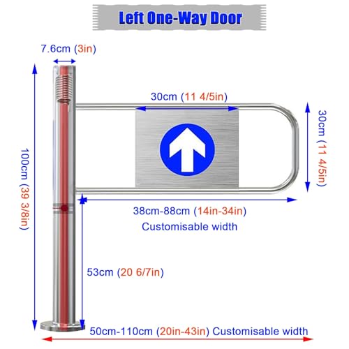 Générique Porte tournante en Acier Inoxydable - Portillon de sécurité unidirectionnel à Double Ressort, entrée/Sortie de supermarché, Demi-portillon pour Un accès sécurisé et contrôlé