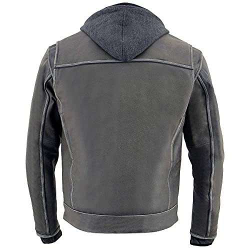 Image of Milwaukee Leather Men's Premium Leather Motorcycle Riders Vented Jacket with Removable Hoody Liner