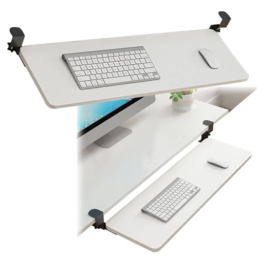 Bandeja Extensible ergonómica para Escritorio, con Abrazadera Ajustable para Teclado y ratón, con Soporte para muñecas, Bandeja Extensible ergonómica para Ordenador, reposabrazos para Codos