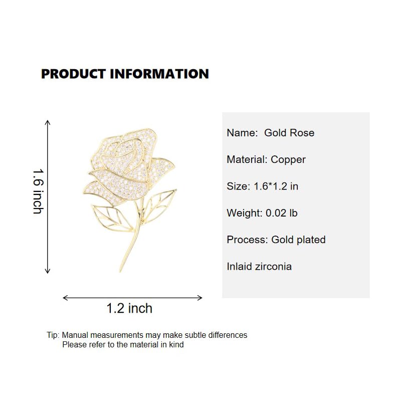 Image of Flower Brooch Pins for Women Red Rose Flower Pin Dress Sweater Jacket Costume Jewelry Pins Wedding Holiday Gift Accessories (Gold Rose)