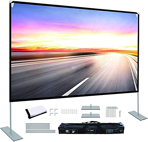 Projector Screen with Stand 100 inch Portable Projection Screen 16:9 4K HD Rear Front Projections Movies Screen for Indoor Outdoor Home Theater Backyard (150)