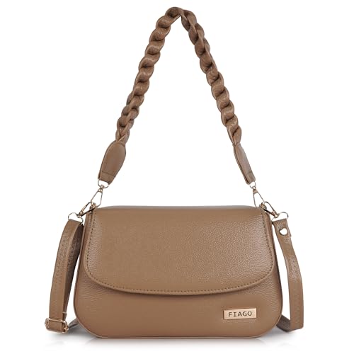 Image of FIAGO Women's Stylish Crossbody Sling Bag, Faux Leather, Braided Strap, Flap Closure, Casual Fashion Shoulder Purse