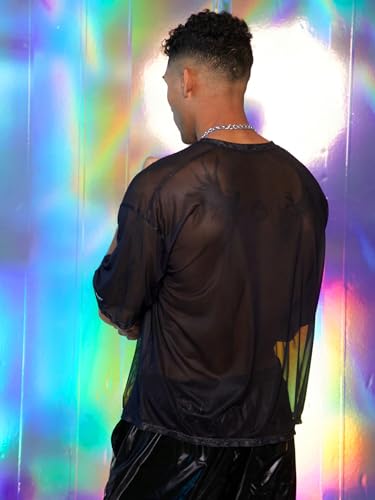 SOLY HUX Men's Sheer Mesh Number Graphic Tees Short Sleeve See Through Jersey Shirt Summer Tops2