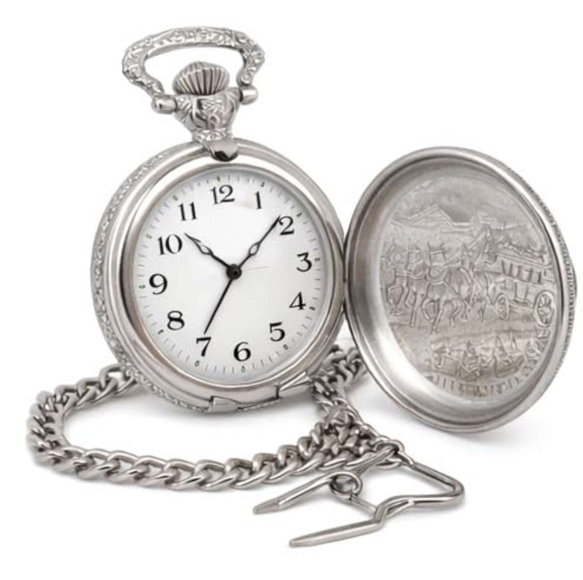 Vintage Style Pocket Watch with Chain, Classic Design
