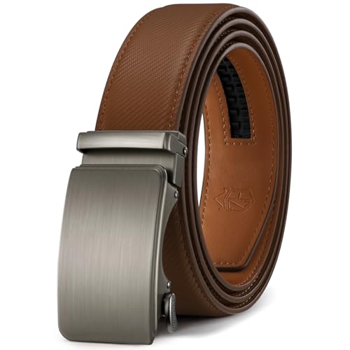 Image of Zitahli Belt Men,Leather Ratchet Belt for Men Dress Casual Every Day with Adjustable Buckle,Trim to Fit For Gift