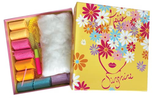 Image of BOX CANDIY Totally Deco Daisy Latch Hook Hooked Rug Pillow Kit to Make and Display