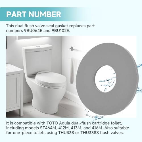 Image of 2-Pack 9BU102E / 9BU064E Silicone Flush Valve Seal Gasket Compatible with TOTO Aquia Dual Flush Toilets ST464M, ST412M, ST413M, ST416M Valve Replacement Part