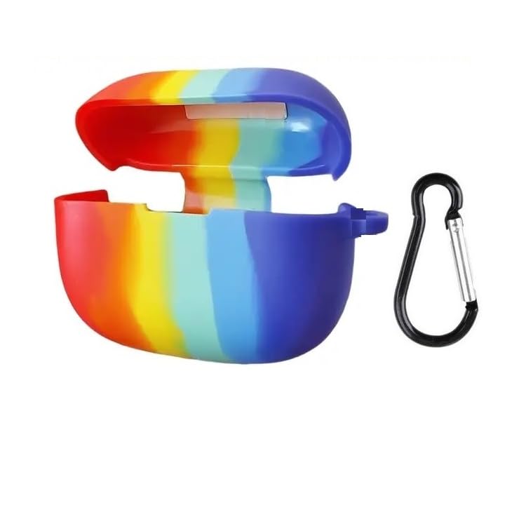 Image of ColorCase Rainbow Design Front & Back Silicon Protective Case Cover for Realme Buds T300 TWS - (Multicolor)