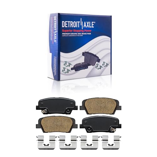 Image of Detroit Axle - Rear Brake Pads for 2010-2018 Hyundai Santa Fe 2013-2018 Santa Fe Sport 2019 Santa Fe XL 2011-2015 Kia Sorento, Ceramic Brake Pads w /Hardware Replacement