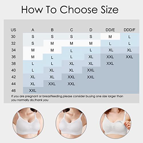 Image of Angelhood Womens Seamless Sleep Nursing Bra,Breastfeeding Maternity Bra with Remove Bra Pads Extenders Pack of 3