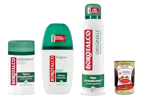 Italian Gourmet Bundle Testset Original Extra Asciutto + Italian Gourmet Polpa, Deo Spray 125 ml + Deo Vapo 75 ml + Deo Stick 40 ml, 48h Schutz, 0% Alkohol, Talco, Geschenkset Körperpflege
