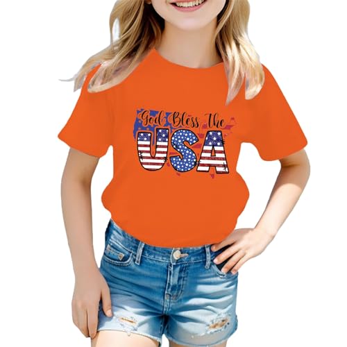 Boys Girls 4th of July American Flag Patriotic Cotton Tshirt Kids Independence Day Tops Girl Summer Short Sleeve Outfit4