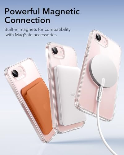 Image of ESR for iPhone 17e / iPhone 16e Case, Compatible with MagSafe, Shockproof Military-Grade Protection, TPU, Magnetic Case, Classic Hybrid Case (HaloLock), Clear