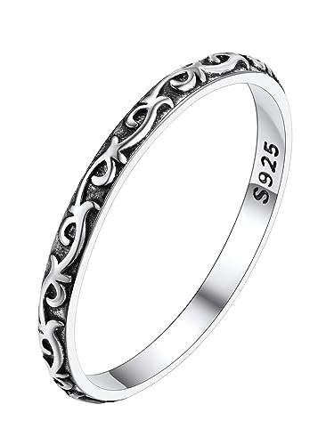 Bestyle BTR27363V-09 2Mm Sterling Silver Celtic Ring For Women Slim Silver Finger Stacking Ring Eternity Wedding Engagement Band Ring Valentine'S Day Love Ring Size 9 cover