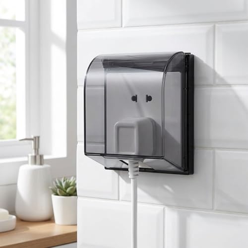 Image of 2 Pcs 86 Type Switch Board Cover Box for Wall, Black Transparent Thin Electric Switch Board Cover, Three Position One Position Meter Box Socket Cover, Suitable for Bathroom Kitchen Outdoor Protection