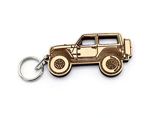 Llavero de madera Wrangler JK Jeep original de madera premium hecho en Estados Unidos