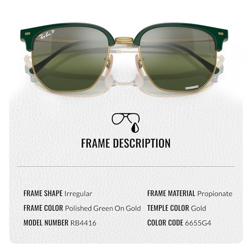 Image of Ray-Ban RB4416 NEW CLUBMASTER Square-Round Shaped Sunglasses for Men & Women with Official RAYBAN Eyewear Kit