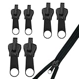 6 PCS Zipper Repair Kit Universal, Fix A Zipper Metal Universal Zip, Instant Zippers Fix for 6 Sizes, for Repair Replacement Parts, Jackets Luggage Backpacks Jeans, Extension & Fixing Black