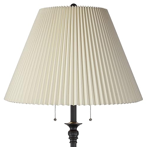 360 Lighting KS587X8 Spenser Retro Art Deco 58 Inch Tall Floor Lamp Standing Oiled Bronze Brown Metal Beige Fabric Pleated Empire Shade thumb #2