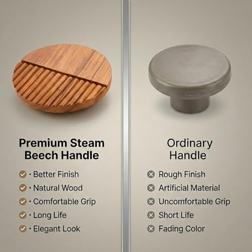 Image of Teak Wood Handle for Wardrobe /Cabinet Handle for Wardrobe /Handle for Modern Interior for Home & Office (6 Inch) Natural Wood Finish-| 3 Years Warranty |
