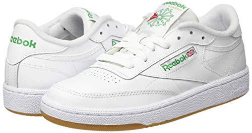 Reebok Club C 85, Gymnastics Shoe Femme, White/Green/Gum, 35.5 EU