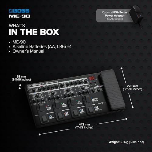 Image of BOSS ME-90 Guitar Multi-Effects | All-In-One Guitar Processor | 11 Onboard AIRD Amp Models | 60 Effects derived from the GT-1000 | 8 Multi-Function Footswitches & Redesigned Expression Pedal