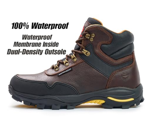 SUREWAY Men's 6" Soft Toe Waterproof Heavy Duty Work Boot - Leather,Lace Up,Oil/Slip Resistant Dual-Density Comfortable EH Construction Industrial Ankle Safety Men Work Boots, Roofing, Hunting2