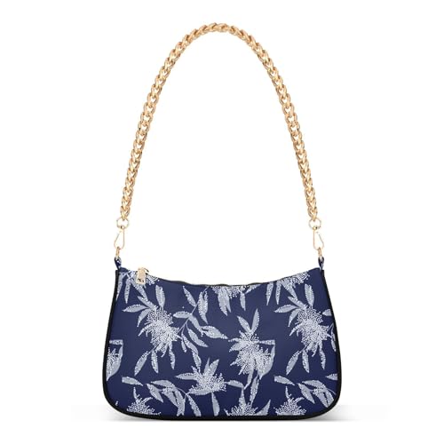Sac à bandoulière bleu marine à motif feuilles et pois pour femme en taille unique