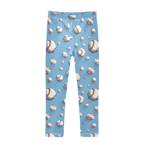 Girls Leggings Baseball Blue Soft Toddler Leggings for Girls Kids Pants Size 4T-10T