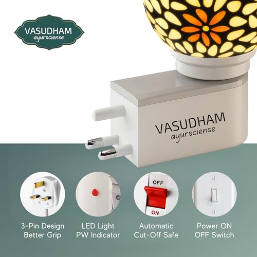 Image of Premium Electric Kapoor Daani Camphor Kapur Burner Multipurpose Diffuser for Aromatherapy and Home Fragrance (Ceramic Stone Night Lamp