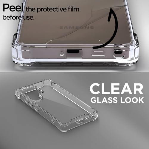 Image of Outlouders Back Cover for Samsung Galaxy S24 Ultra 5G Clear Transparent PC + TPU Bumper Case with Raised Edges for Shockproof Protection (Transparent)