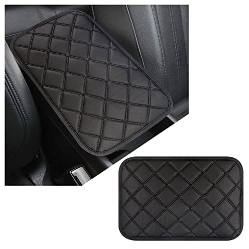 Nhhc Leather Car Armrest Cover For Scratch Center Console Protector,Rhombic Embroidery Car Arm Rest Cushion Car Decoration For Women/Men And Most Car Suv Pick-Up Truck (Black) #TOP21