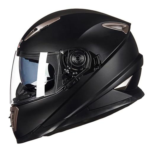 Casco Integral De Motocicleta con Doble Visera Retro Cascos Integrales De Moto Cuatro Estaciones Homologado ECEDOT Cascos De Motocross Motocicleta Adulto Unisexo C,XL:61-62CM
