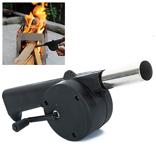 IronBuddy BBQ Fan Air Blower Portable Manual Hand Crank Fire Bellows for Outdoor