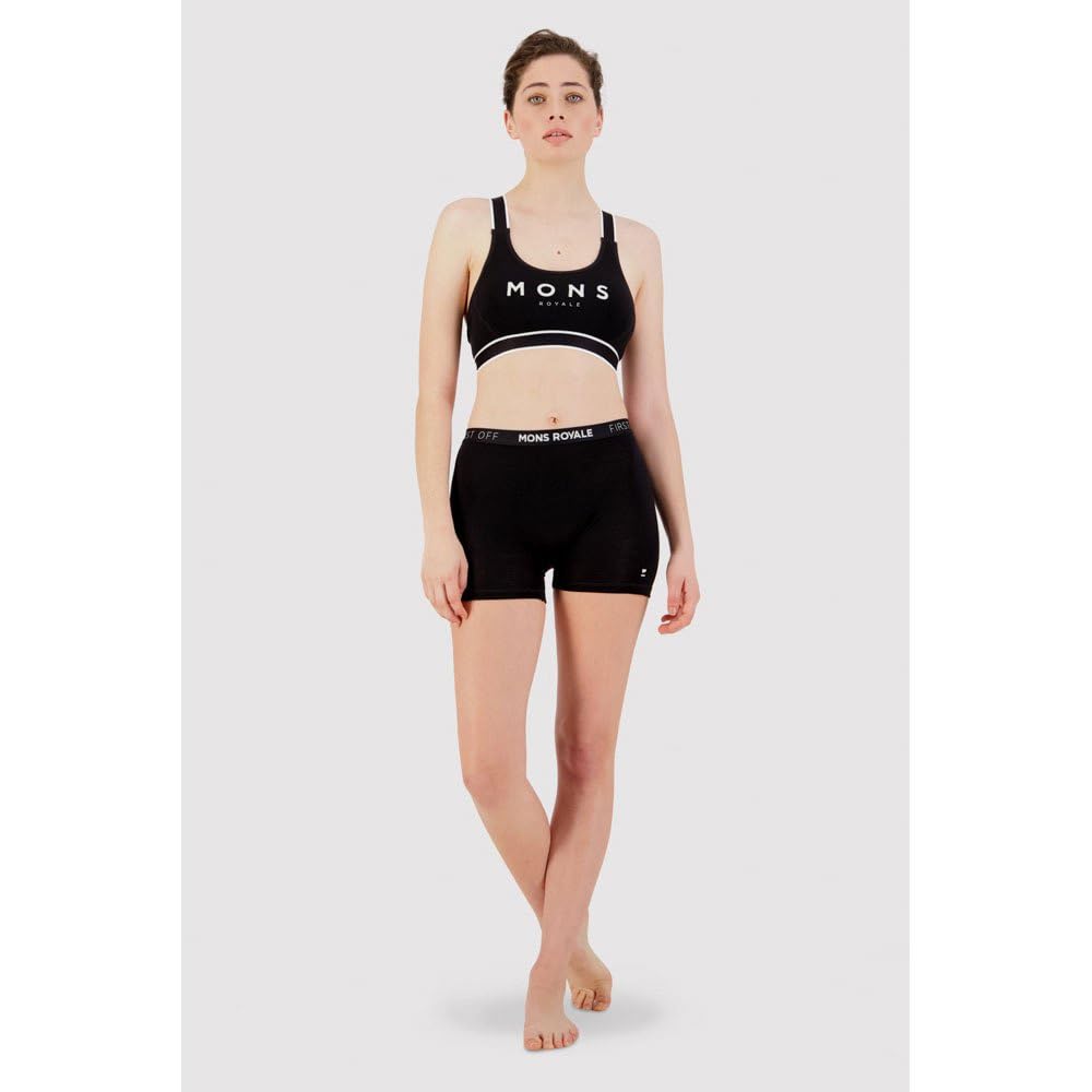 Mons Royale Damski biustonosz sportowy Stella X-Back, bielizna, biustonosz sportowy, Czarny, S
