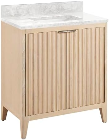 Signature Hardware 955100-30-RUMB-0 Bayliss 30" Single Vanity Cabinet Set with Mindi Cabinet, Vanity Top and Rectangular Undermount Sink - No Faucet Holes - Stoneware White/Carrara Marble