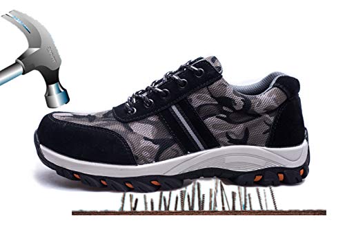 Aizeroth-UK Hombre Zapatillas de Seguridad con Punta de Acero Antideslizante Transpirable S3 Zapatos de Trabajo Comodas Calzado de Trabajo Deportivos Botas de Protección Industria Construcción