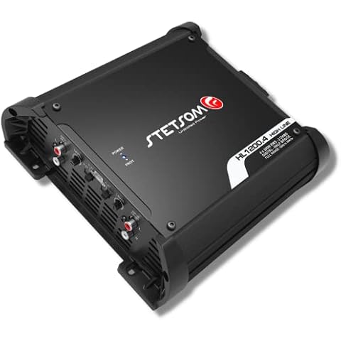 Stetsom HL 1200.4 2 Ohm Multichannel Stereo Car Audio Amplifier, HL1200.4 1.2K Watts RMS, 4 Channel, 2Ω Stable Full Range HD Sound Quality MD Crossover HPF LPF Bass Boost Front Rear Bridge Cover