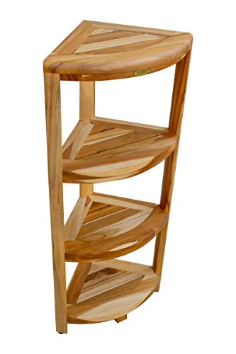 EcoDecors Teak Shower Stool & 4-Tier Shelf Bundle, 18 inches, 38 inches, Round, Durable, Woman-Owned Enterprise