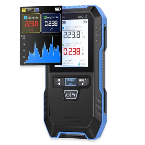 Medidor EMF 4 en 1 con pantalla color y alarma