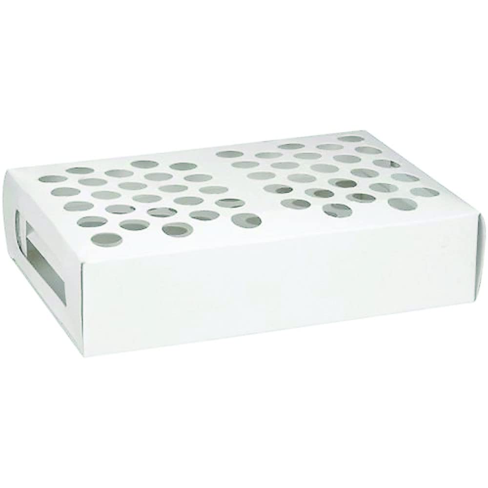 50 Place, 16mm Coated Cardboard Test Tube Rack, White, Karter Scientific 116A1 (Single)