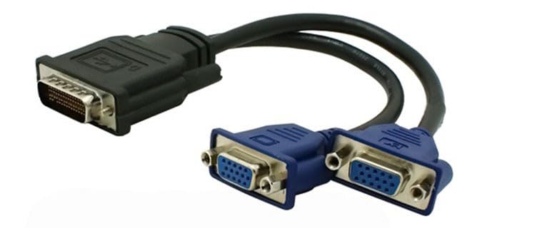 59 Needle DVI to Double VGA line. 59 Needle Transfer 2VGA line DVI Card Conversion line; Circuit Transfer for Graphics Card - (Color: Black)