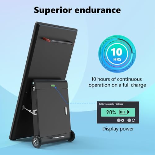 Image of 55 Inch Outdoor Digital Signage Kiosk, IP65 Waterproof Portable A-Frame LCD Display with Rechargeable Battery, 2000-Nit Auto-Brightness and Impact-Resistant Screen for Retail Store