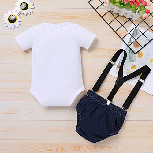 IBTOM CASTLE My First Rodeo Outfit Boys Cowboy Romper Shorts Bow Tie Suspenders Crown Cake Smash One Party Clothes Set4